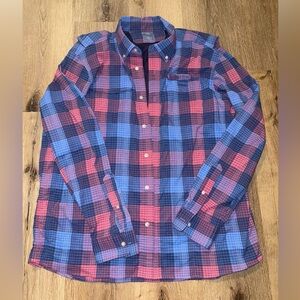 Vineyard Vines Harbor Blue and Pink Plaid Shirt